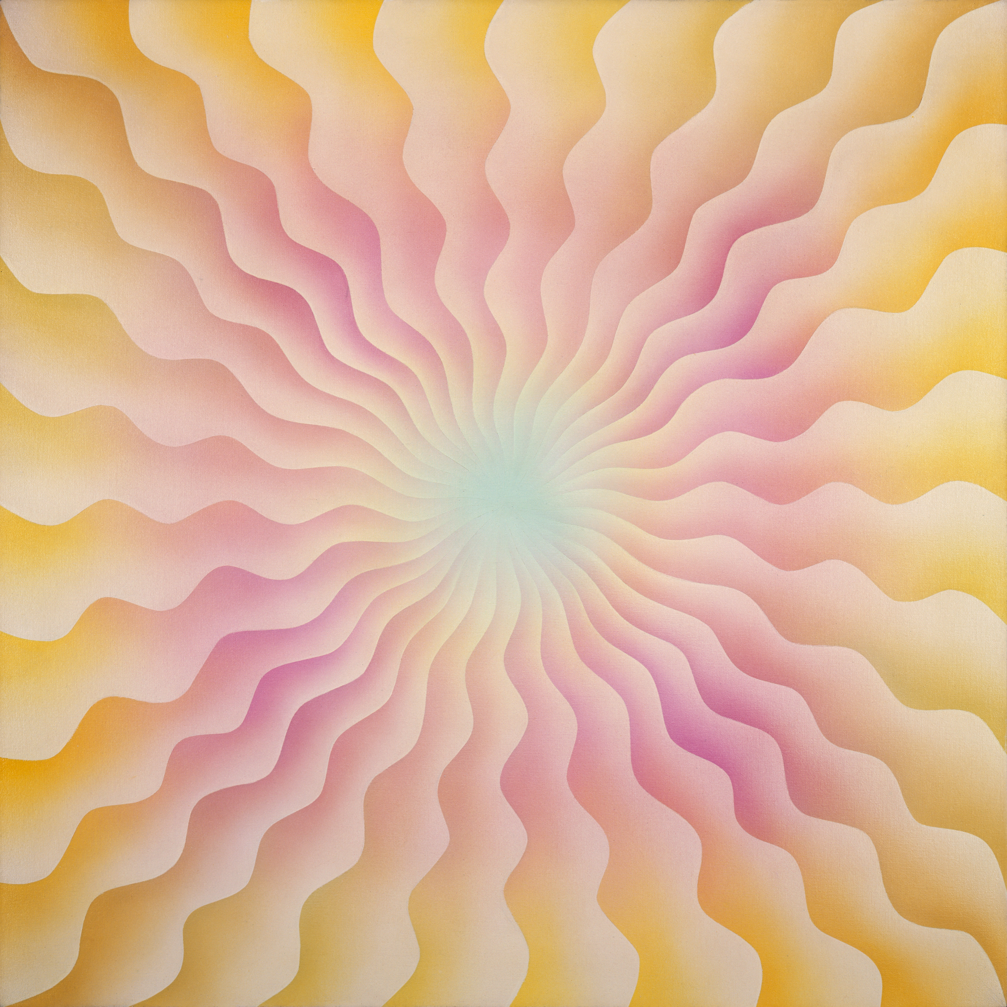 Judy Chicago, Marie Antoinette from the Great Ladies series, 1973, sprayed acrylic on canvas, 40 x 40 in., private collection.  © Judy Chicago/Artists Rights Society (ARS), New York