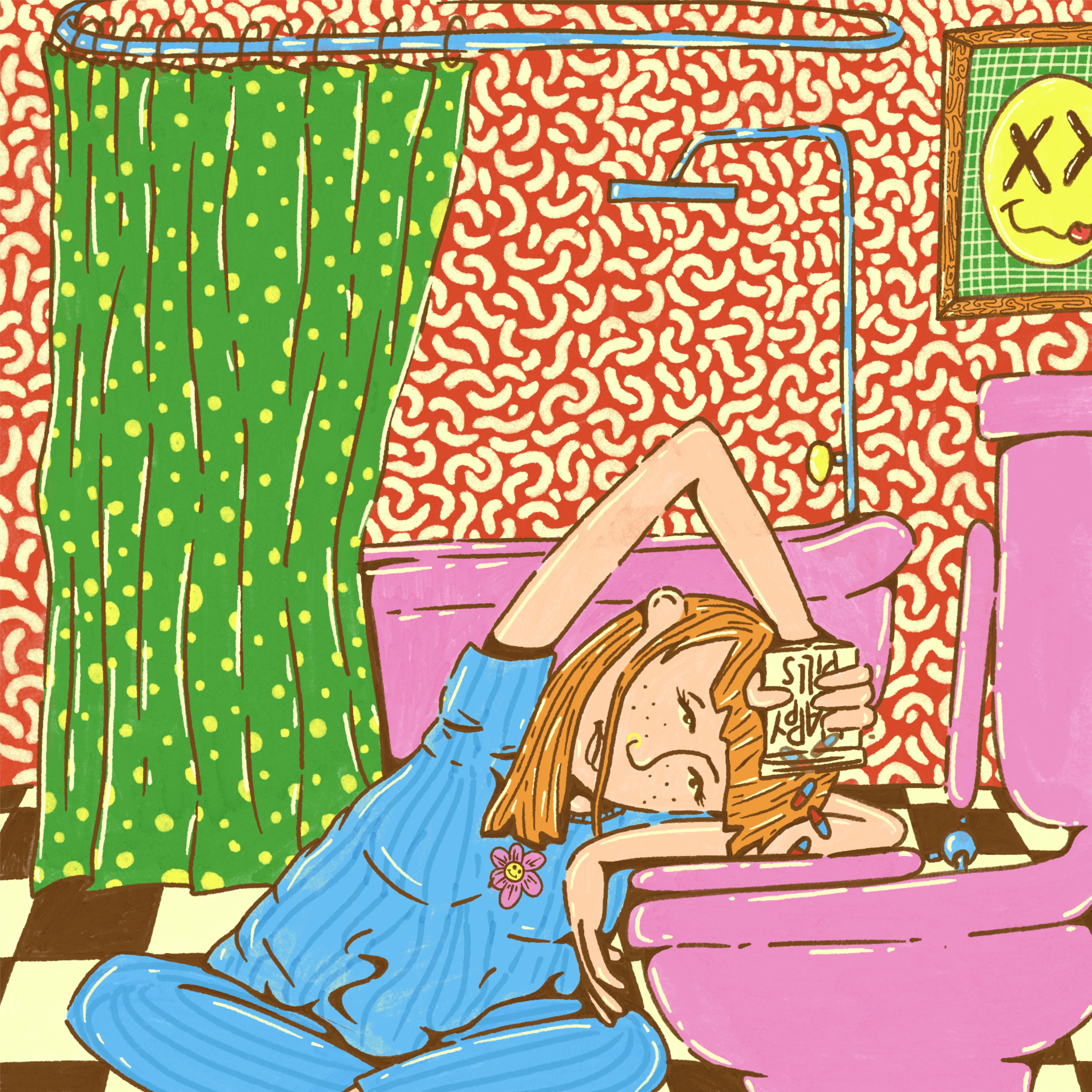 Katrina Chandler, Happy Pills, Digital Illustration, 12”x12”, 2021. 